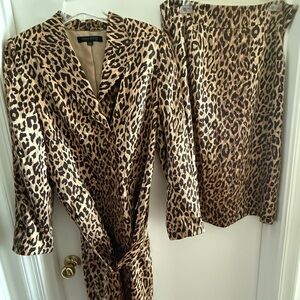 Anne Klein Leopard Print Blazer and Skirt Set